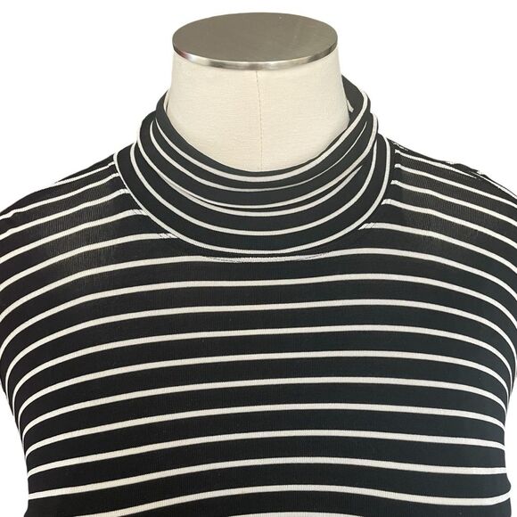 Chico's Travelers Black White Stripe Pullover LS Turtleneck Women's Size XL - Picture 3 of 6